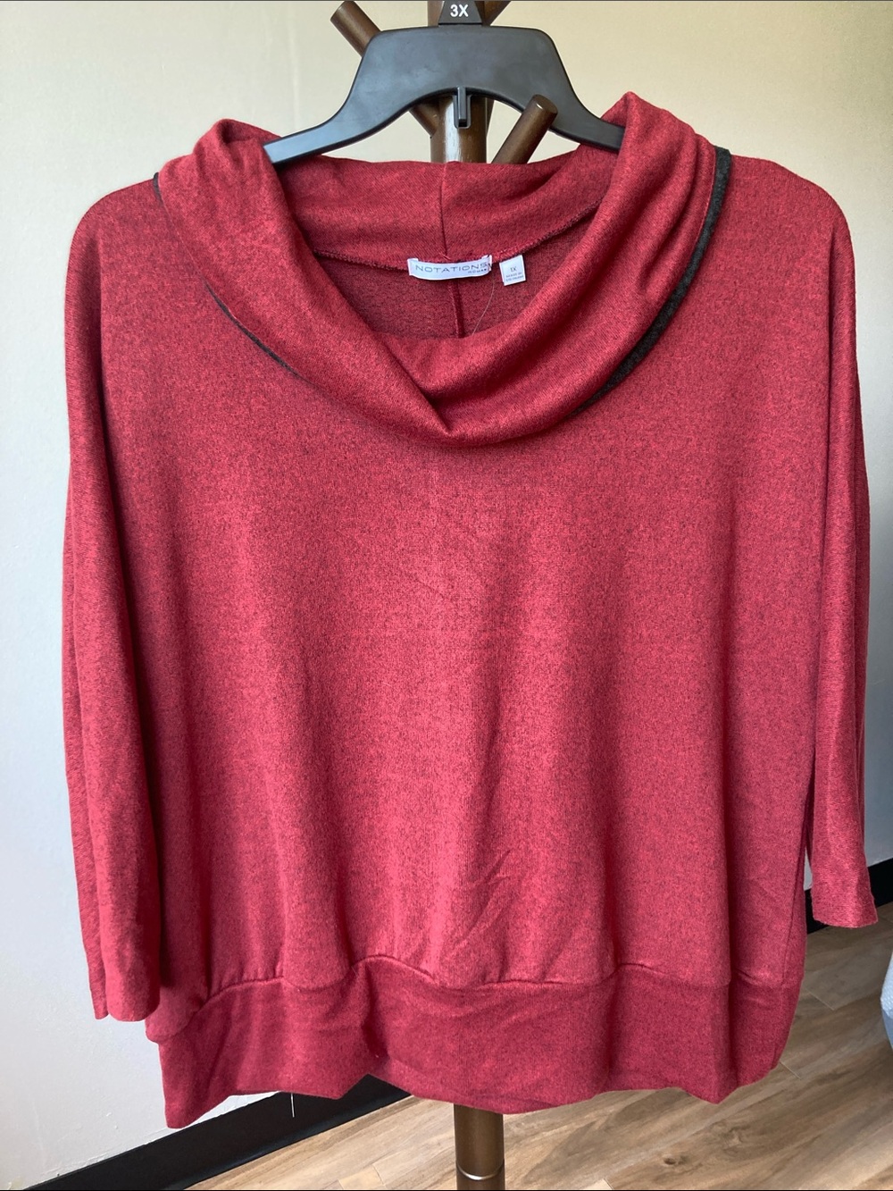 NY Collection a red and gray Heathered top 1X - Picture 16 of 17